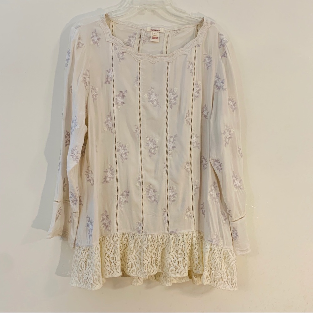 Sundance Pretty Boho Lacey Cream Tunic -  Large